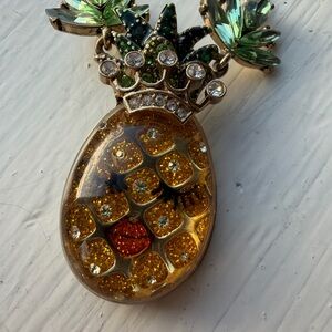 Betsey Johnson Yellow Green Pineapple Long Necklace Statement Chunk Fruit NWT